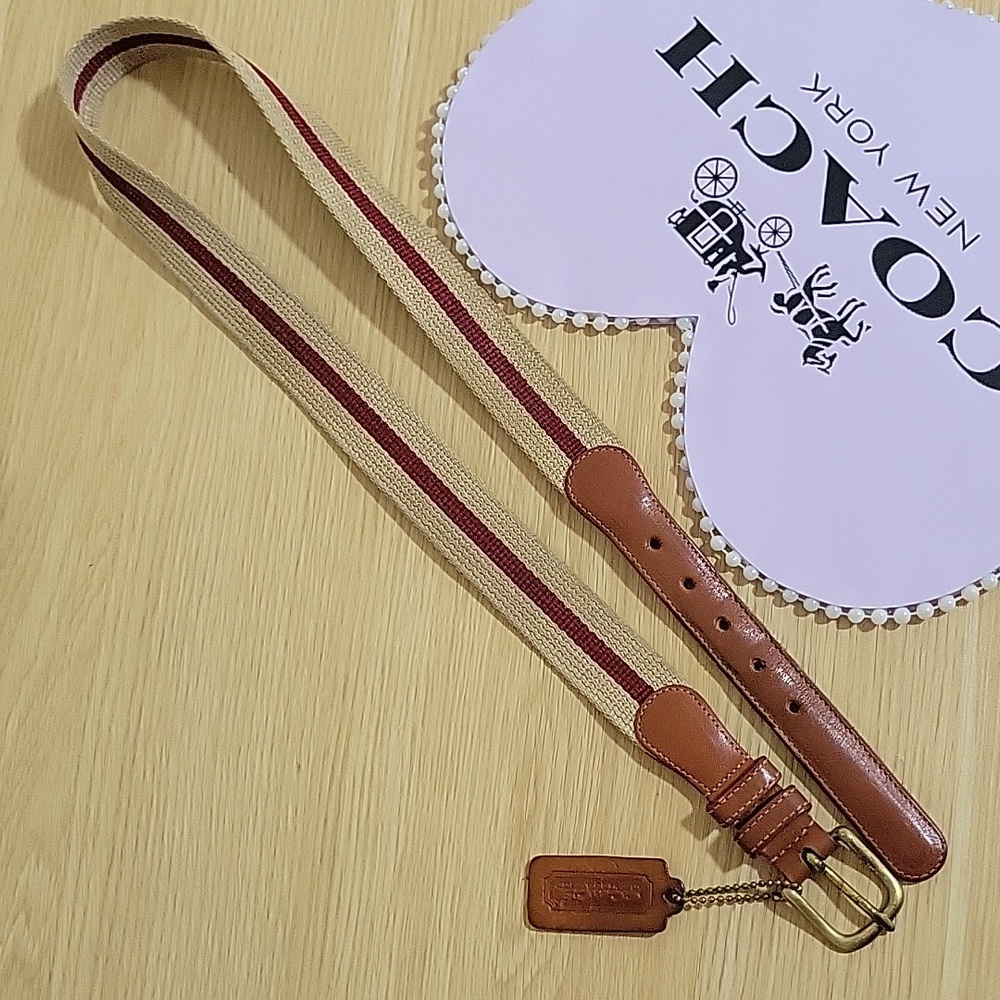 Coach Vintage 3831 Leather and Linen Belt Vintage Fashion EUC 🥰😍